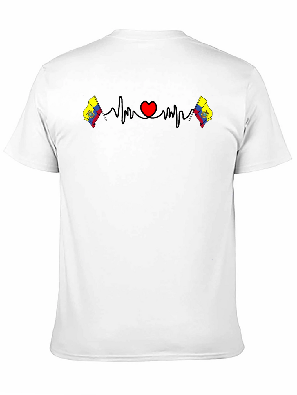 Ecuador Flag Heartbeat T-Shirt - Black
