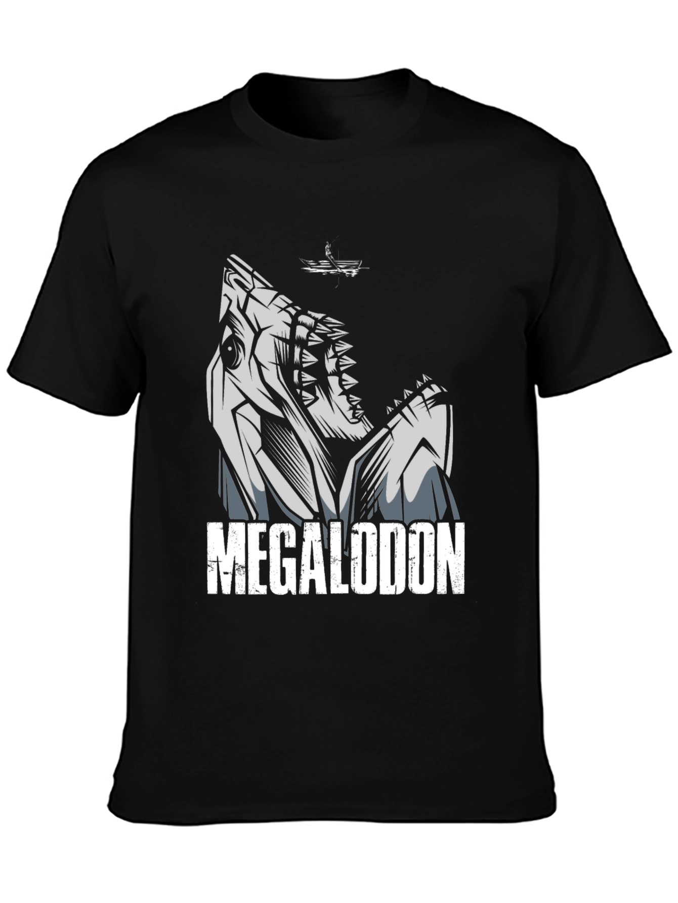 Megalodon Shark Graphic Tee - Black Cotton T-Shirt