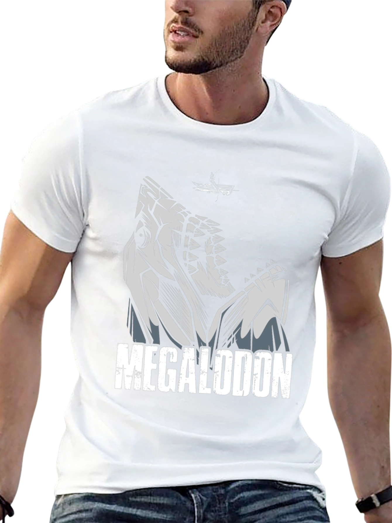 Megalodon Shark Graphic Tee - Black Cotton T-Shirt