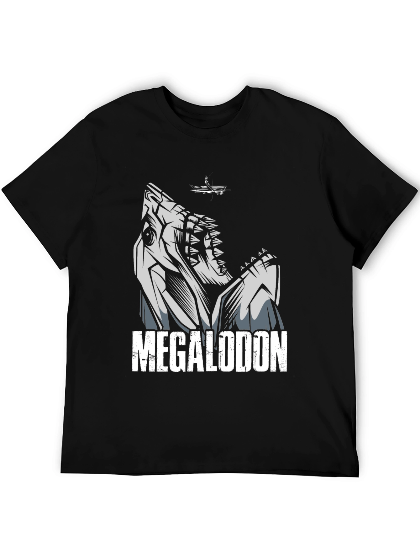 Megalodon Shark Graphic Tee - Black Cotton T-Shirt