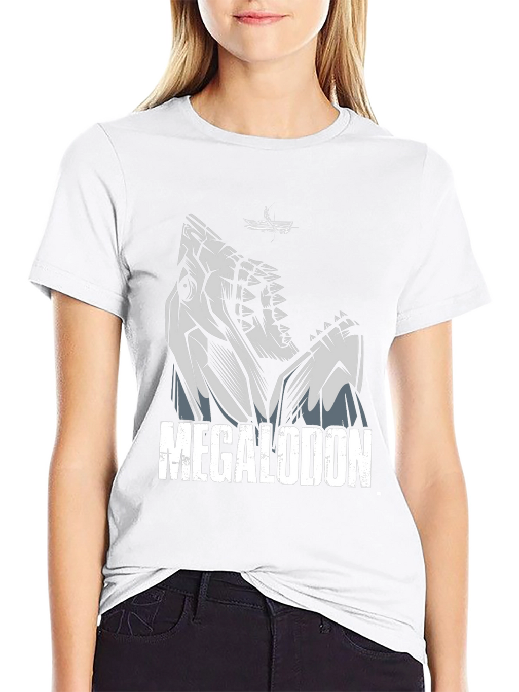 Megalodon Shark Graphic Tee - Black Cotton T-Shirt