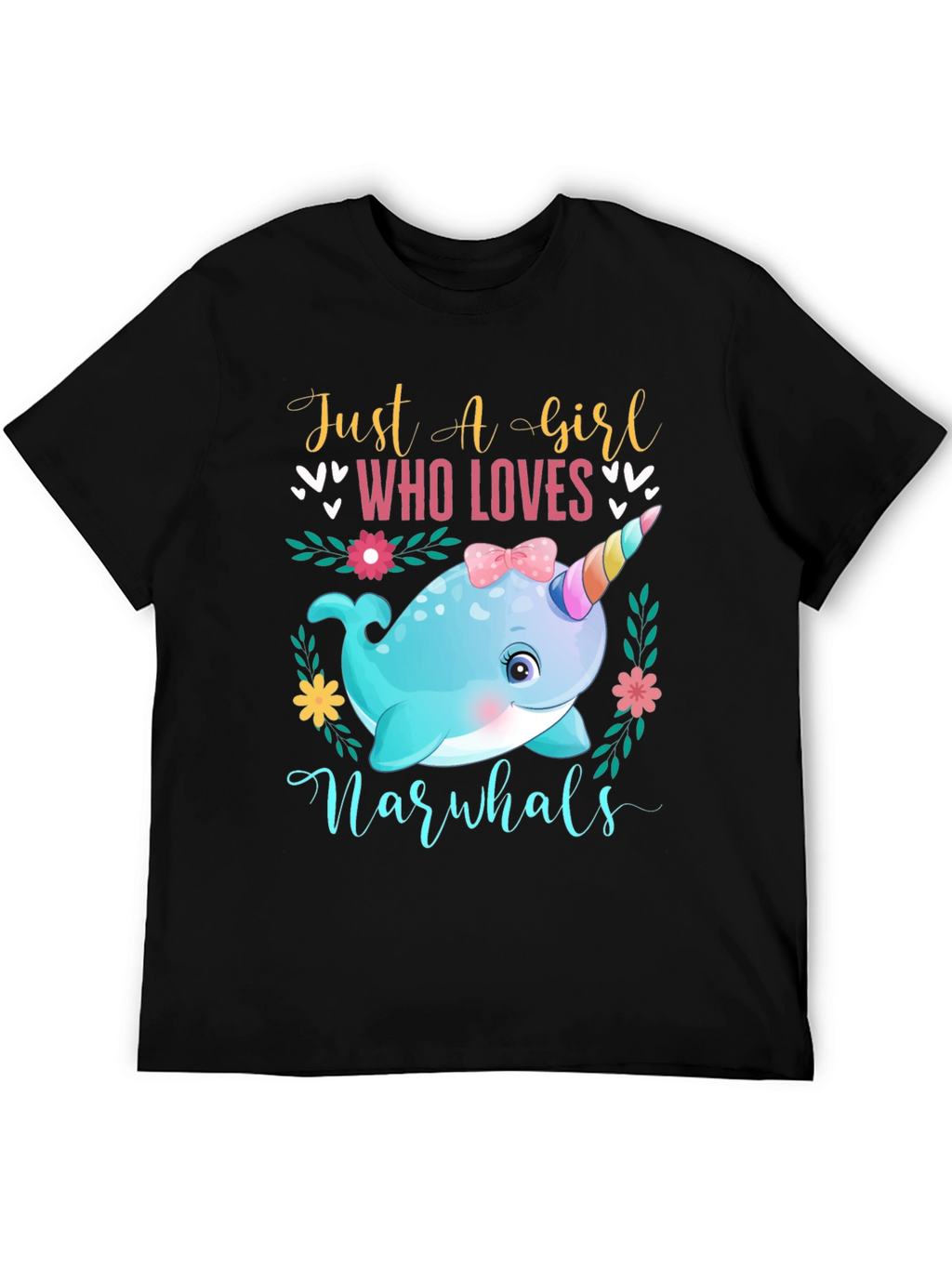 Girls Narwhal Lover T-Shirt - Cute Ocean Animal Tee
