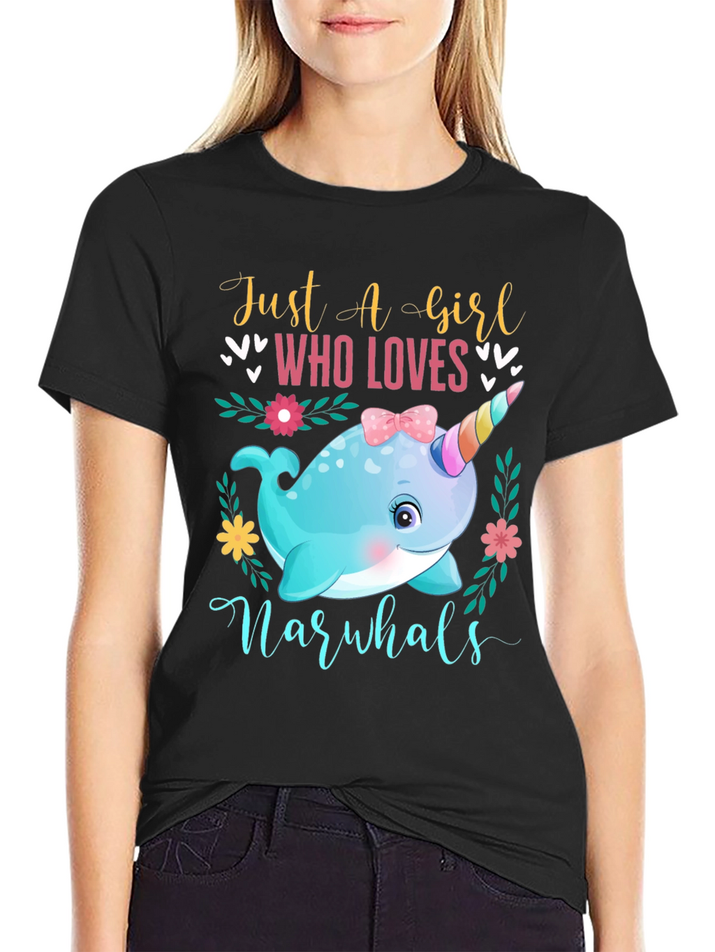 Girls Narwhal Lover T-Shirt - Cute Ocean Animal Tee