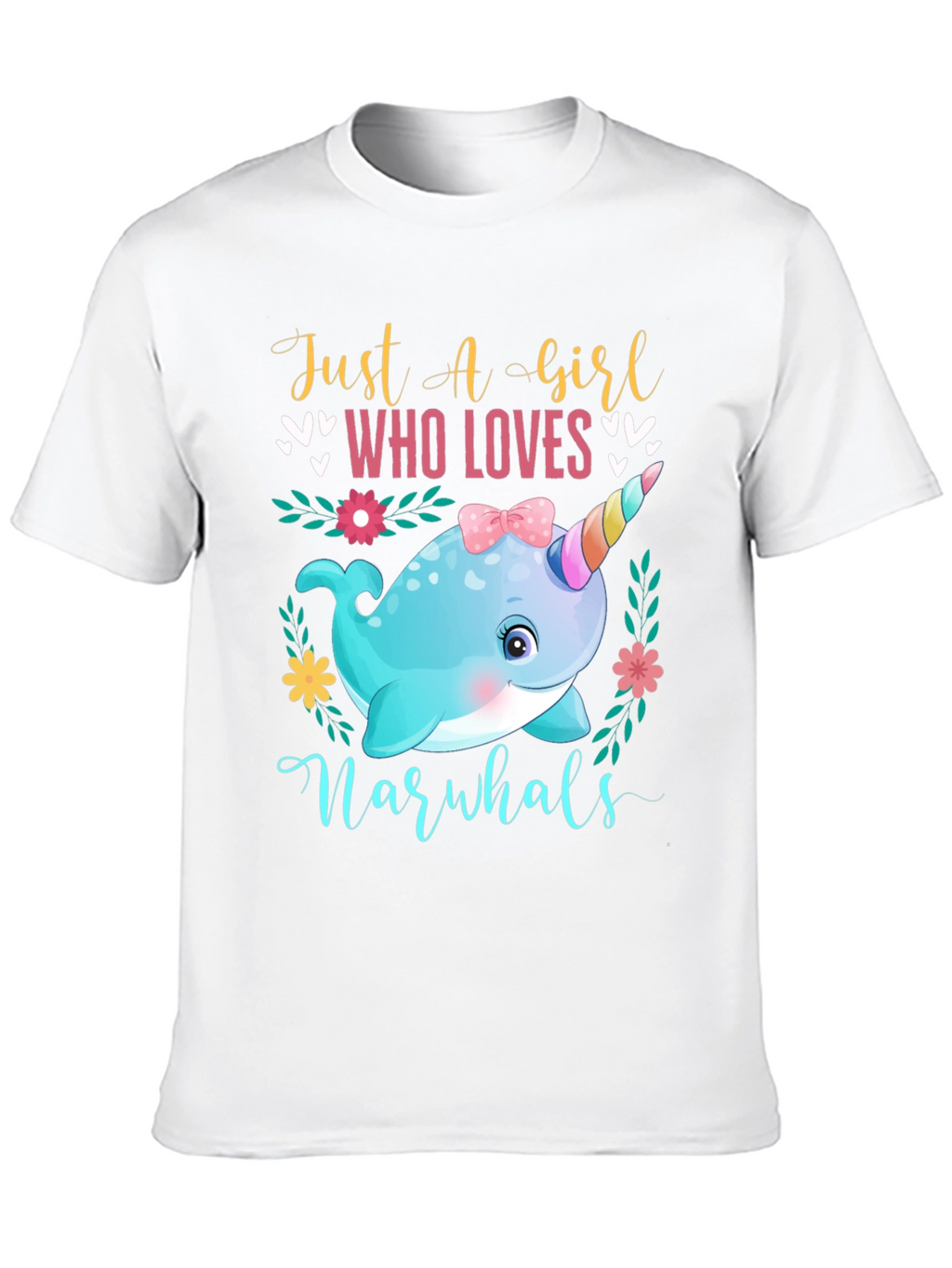 Girls Narwhal Lover T-Shirt - Cute Ocean Animal Tee