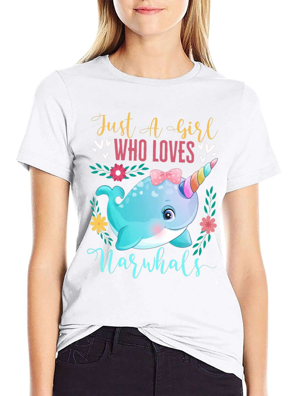 Girls Narwhal Lover T-Shirt - Cute Ocean Animal Tee