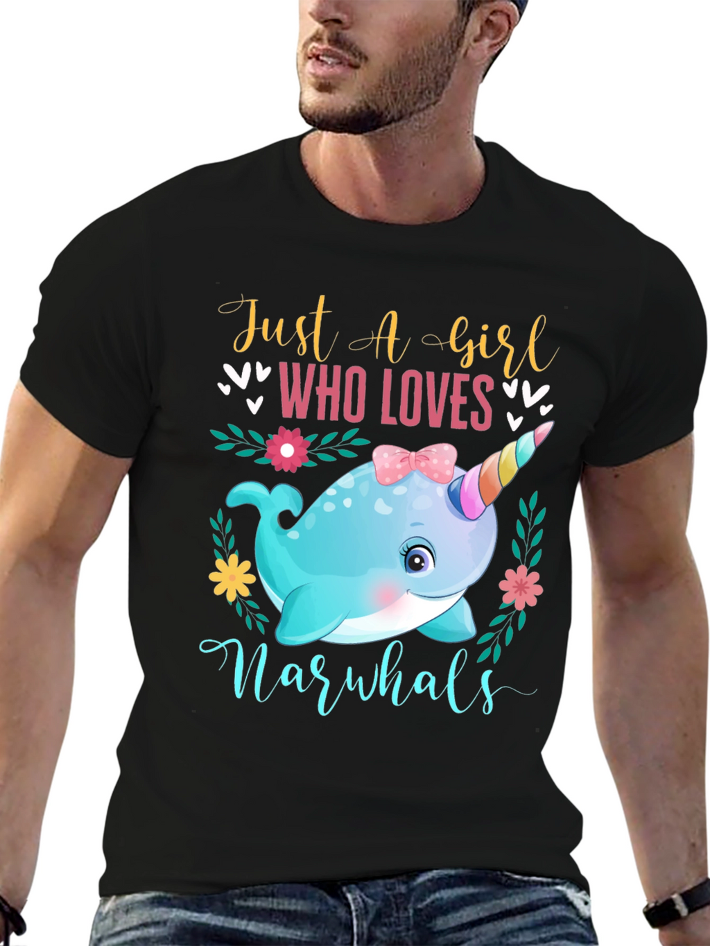 Girls Narwhal Lover T-Shirt - Cute Ocean Animal Tee