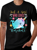 Girls Narwhal Lover T-Shirt - Cute Ocean Animal Tee
