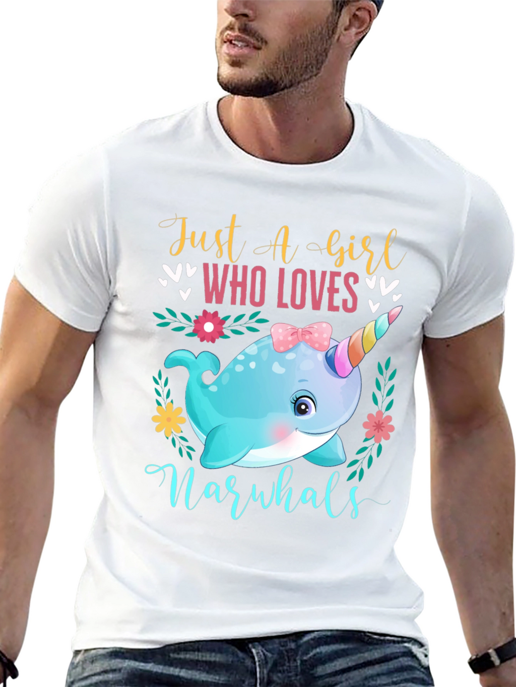Girls Narwhal Lover T-Shirt - Cute Ocean Animal Tee