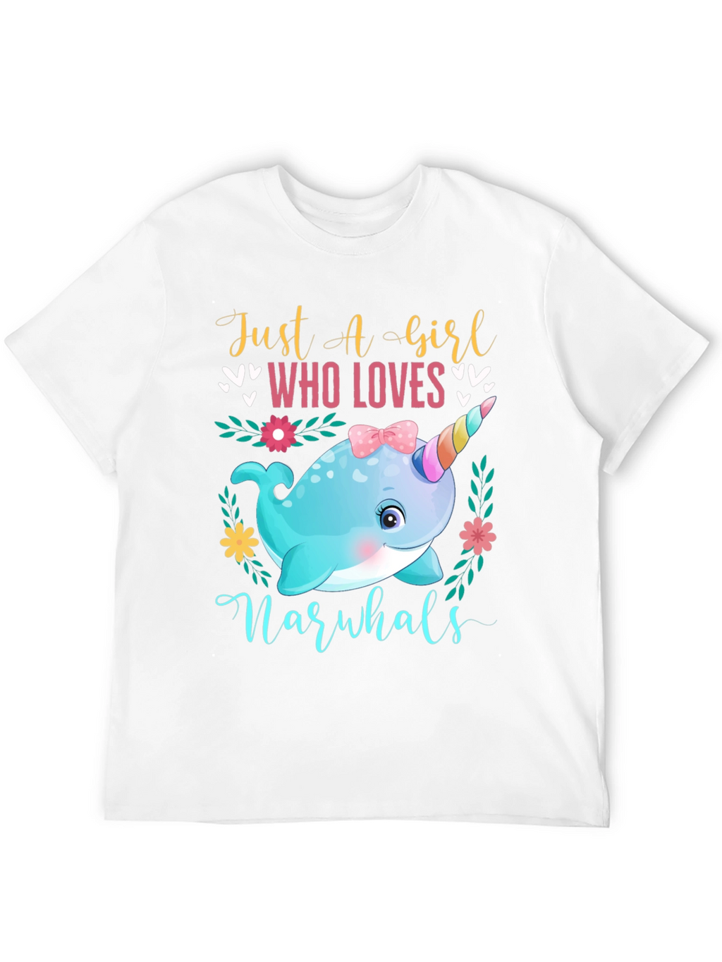 Girls Narwhal Lover T-Shirt - Cute Ocean Animal Tee