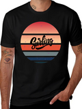 Retro Surfing Sunset Graphic Tee - Black