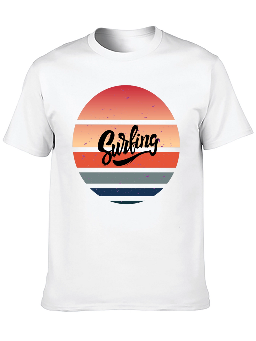 Retro Surfing Sunset Graphic Tee - Black