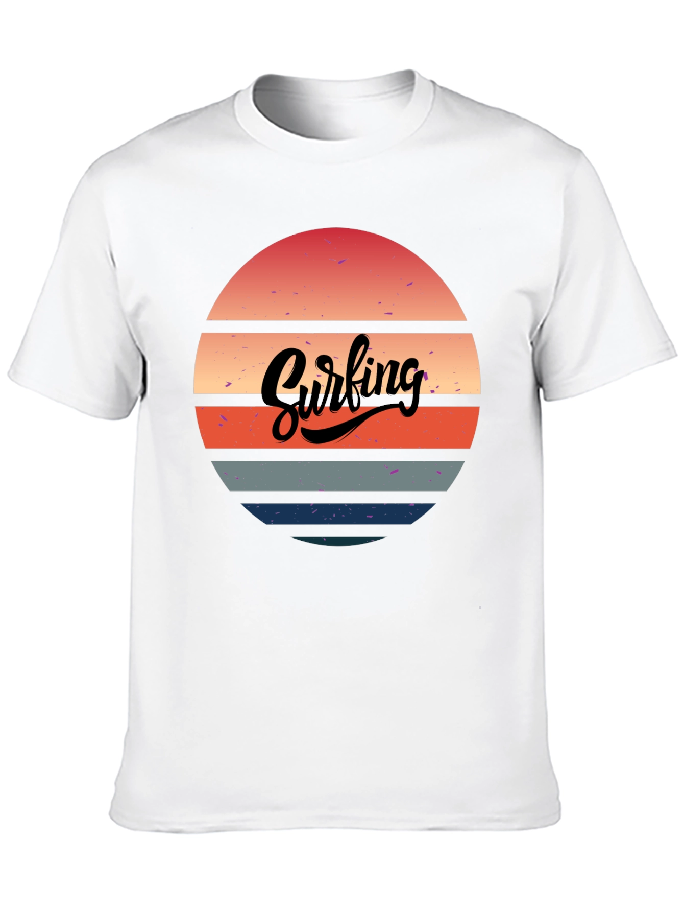Retro Surfing Sunset Graphic Tee - Black