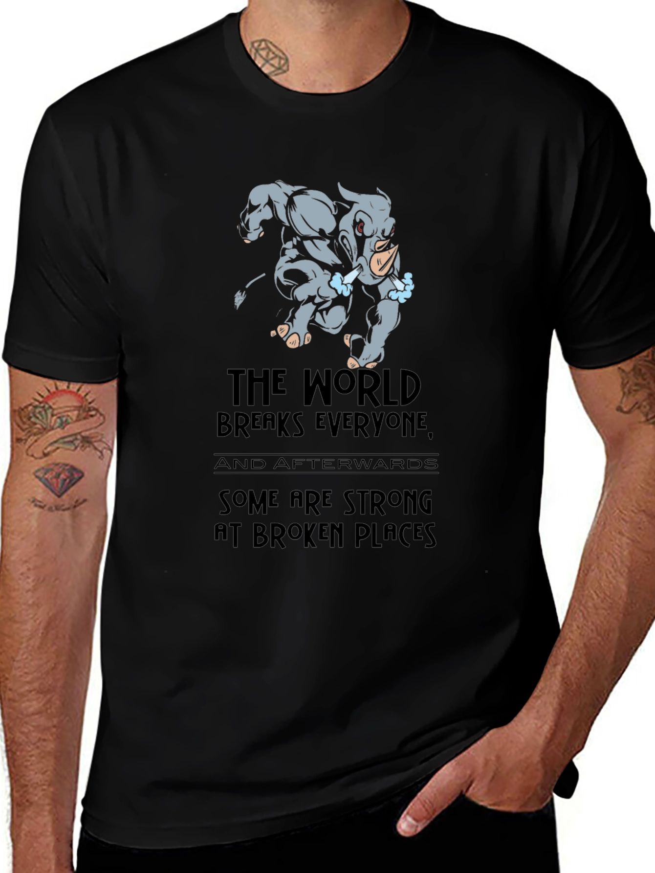 Rhino Strong at Broken Places Graphic T-Shirt
