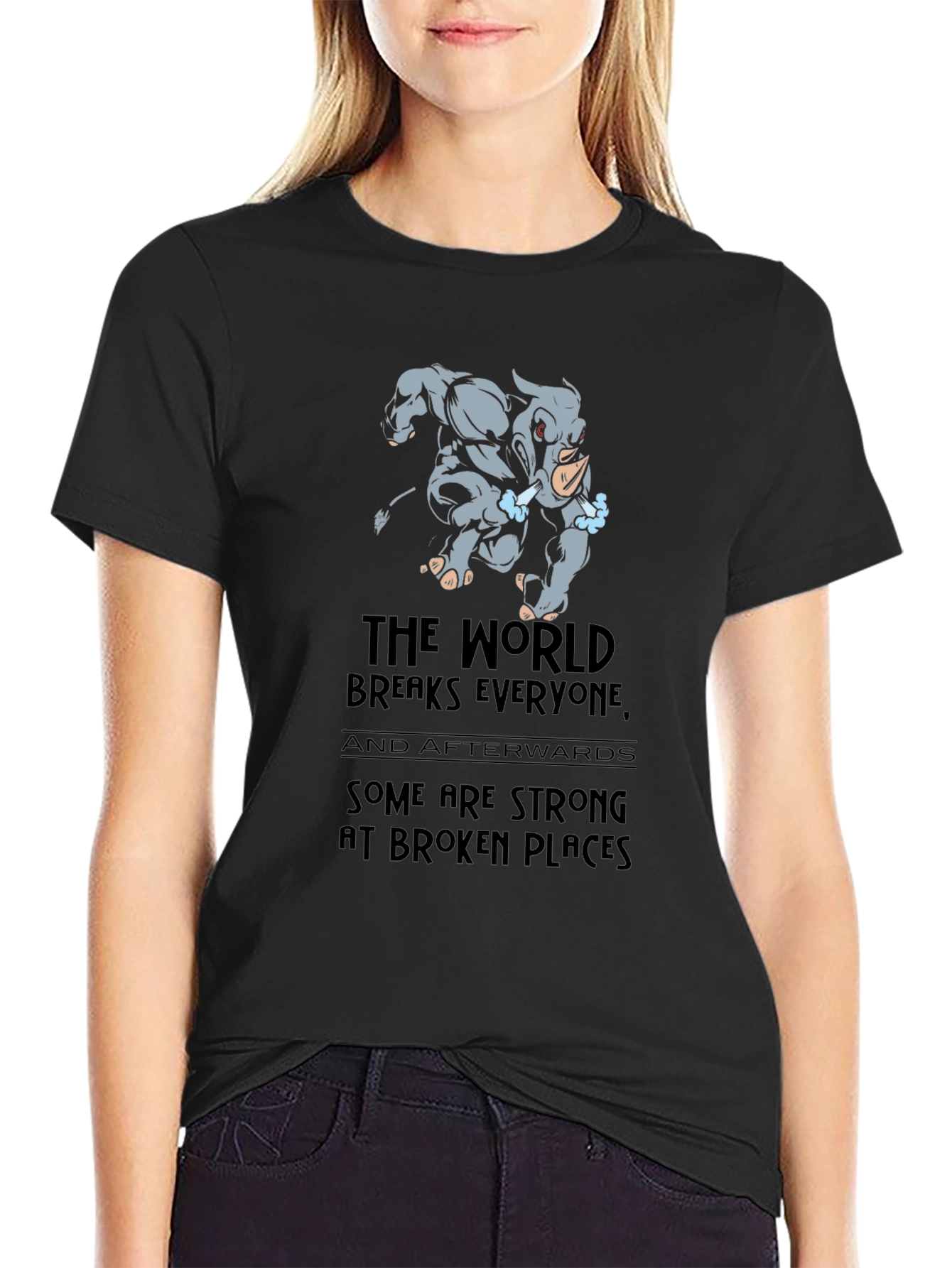 Rhino Strong at Broken Places Graphic T-Shirt