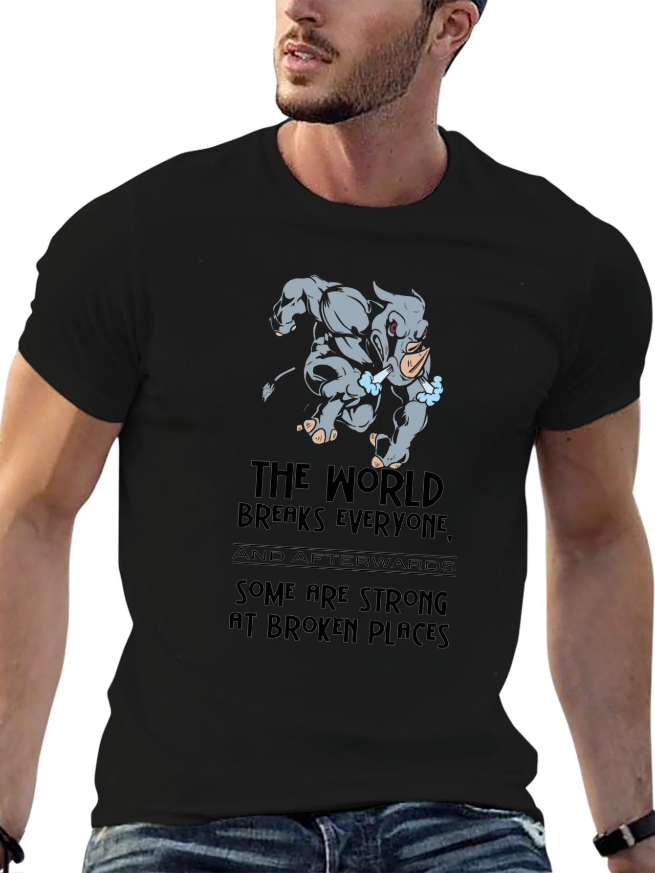 Rhino Strong at Broken Places Graphic T-Shirt