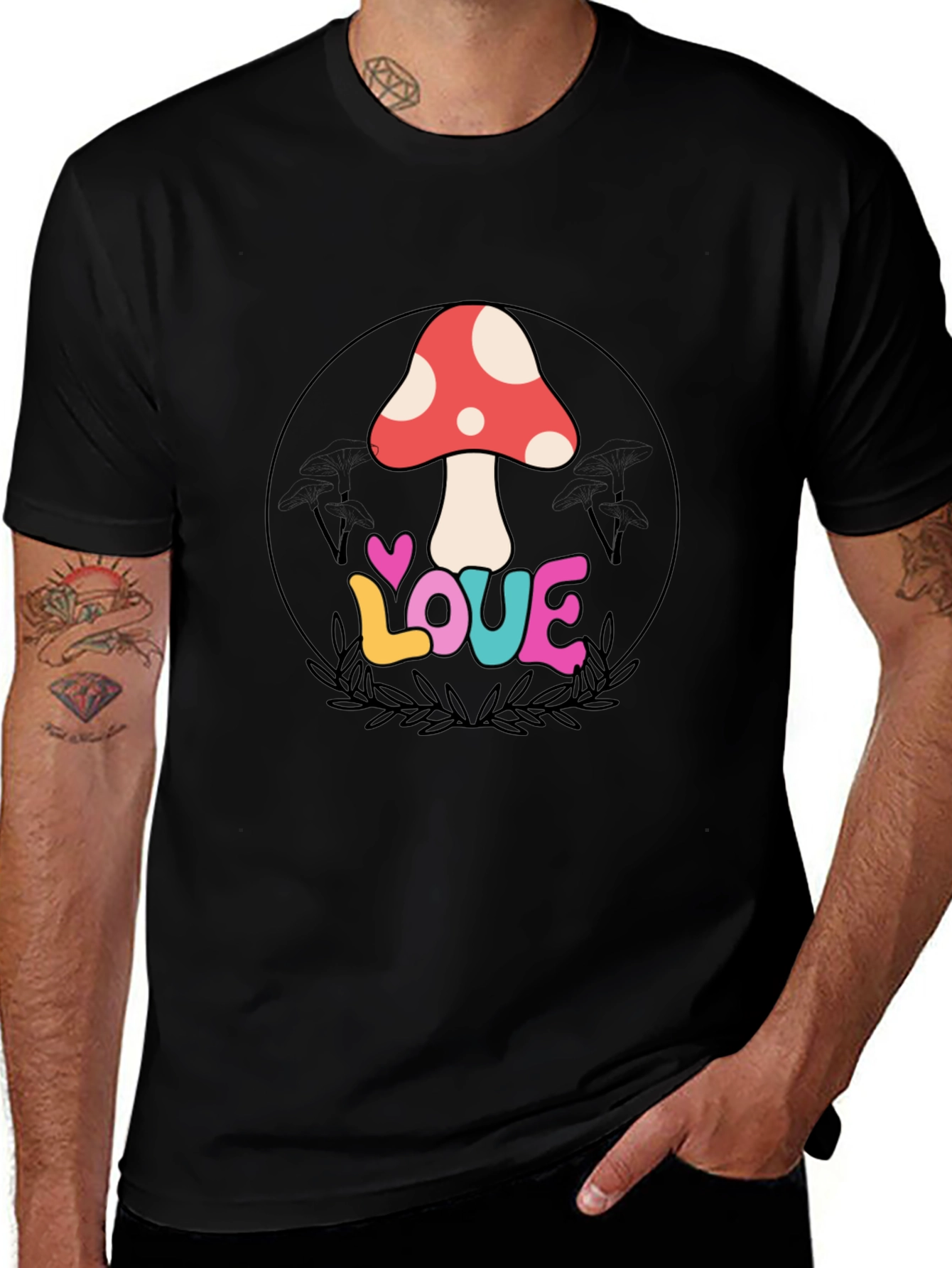 Mushroom Love Graphic Tee - Retro Style