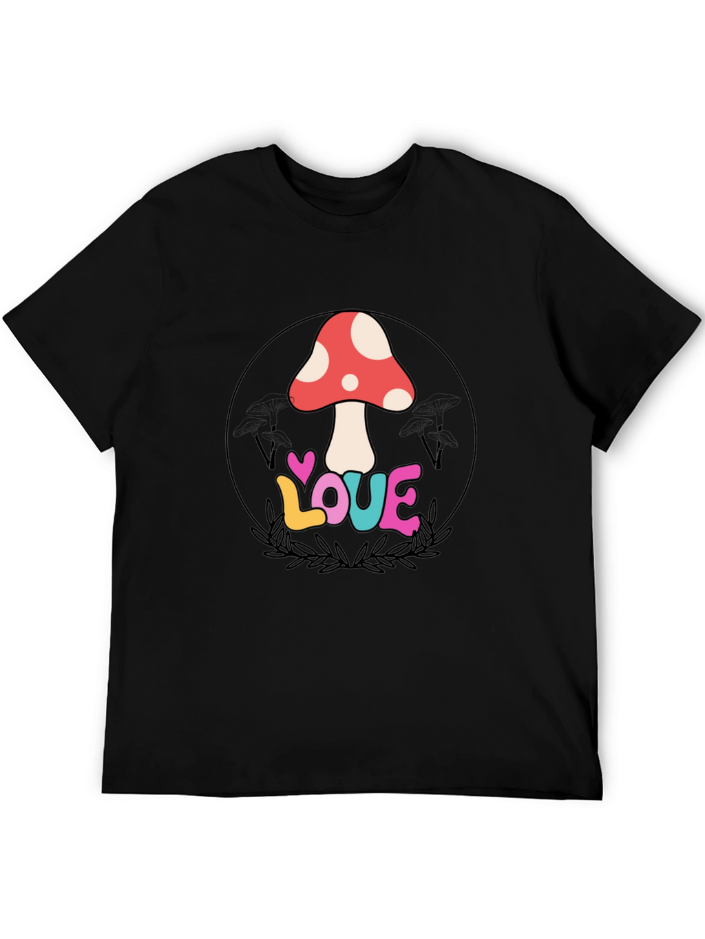 Mushroom Love Graphic Tee - Retro Style