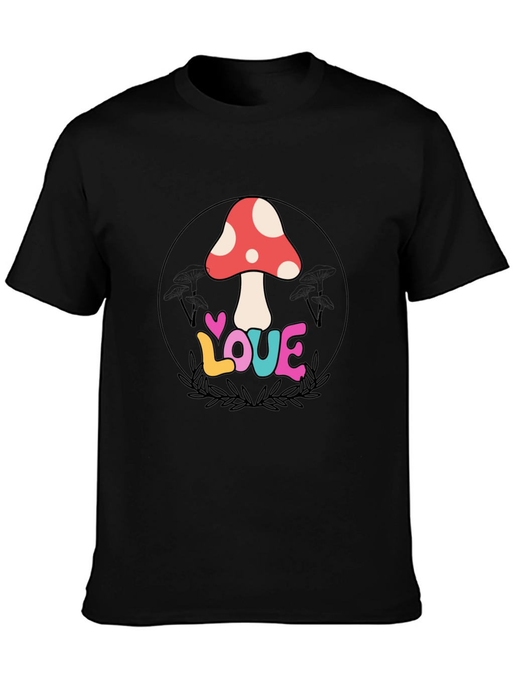 Mushroom Love Graphic Tee - Retro Style