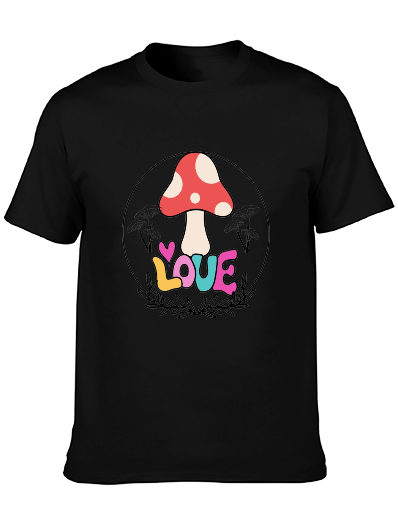 Mushroom Love Graphic Tee - Retro Style
