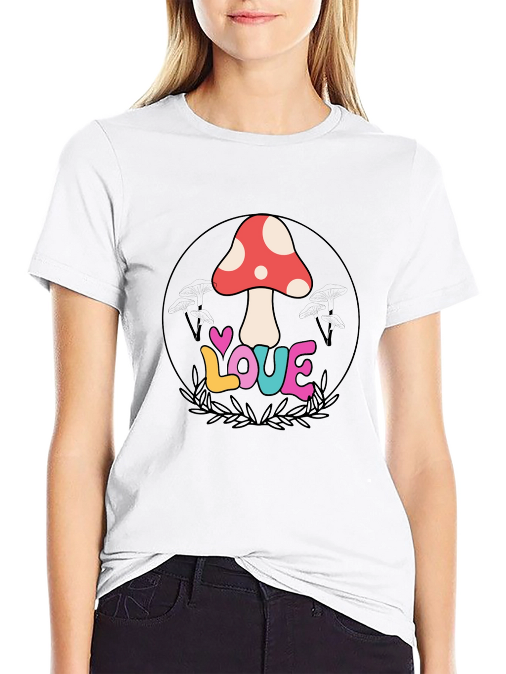 Mushroom Love Graphic Tee - Retro Style