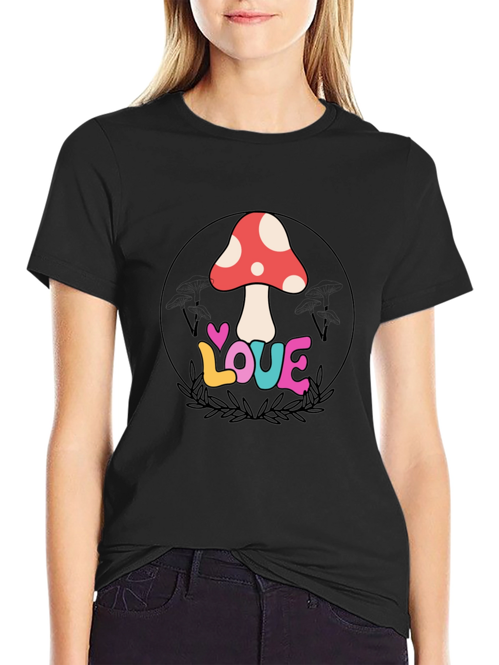 Mushroom Love Graphic Tee - Retro Style