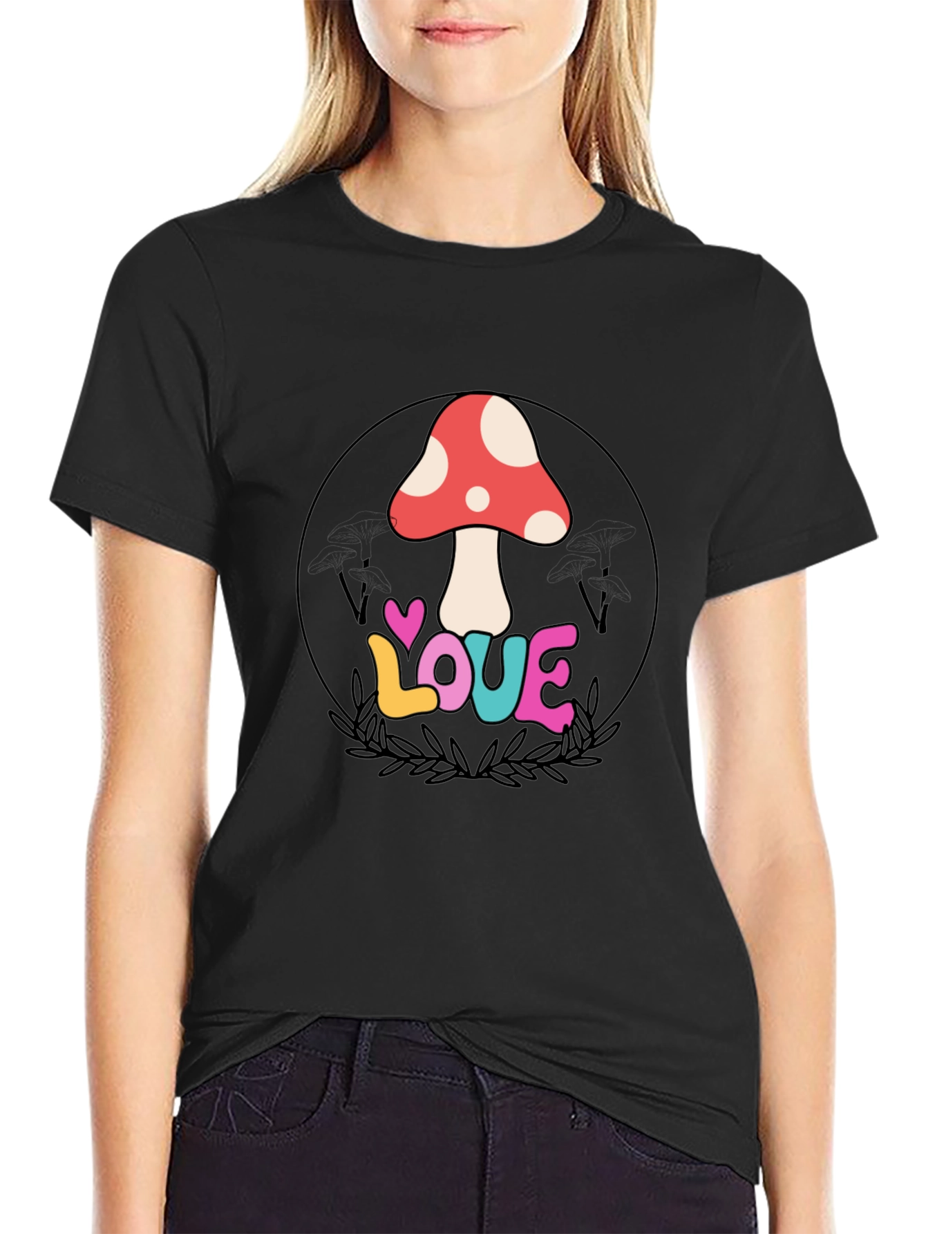 Mushroom Love Graphic Tee - Retro Style