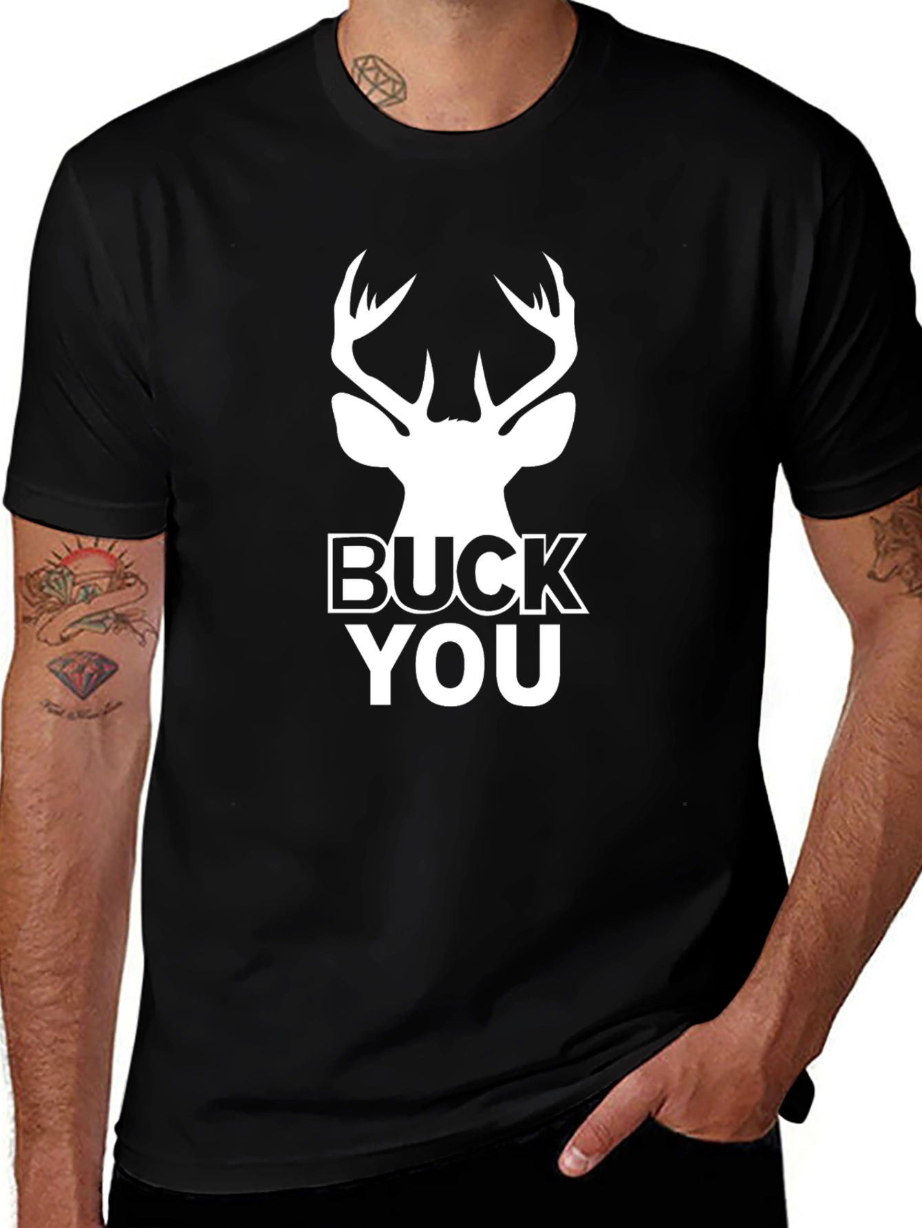 Buck You Deer Graphic Black T-Shirt