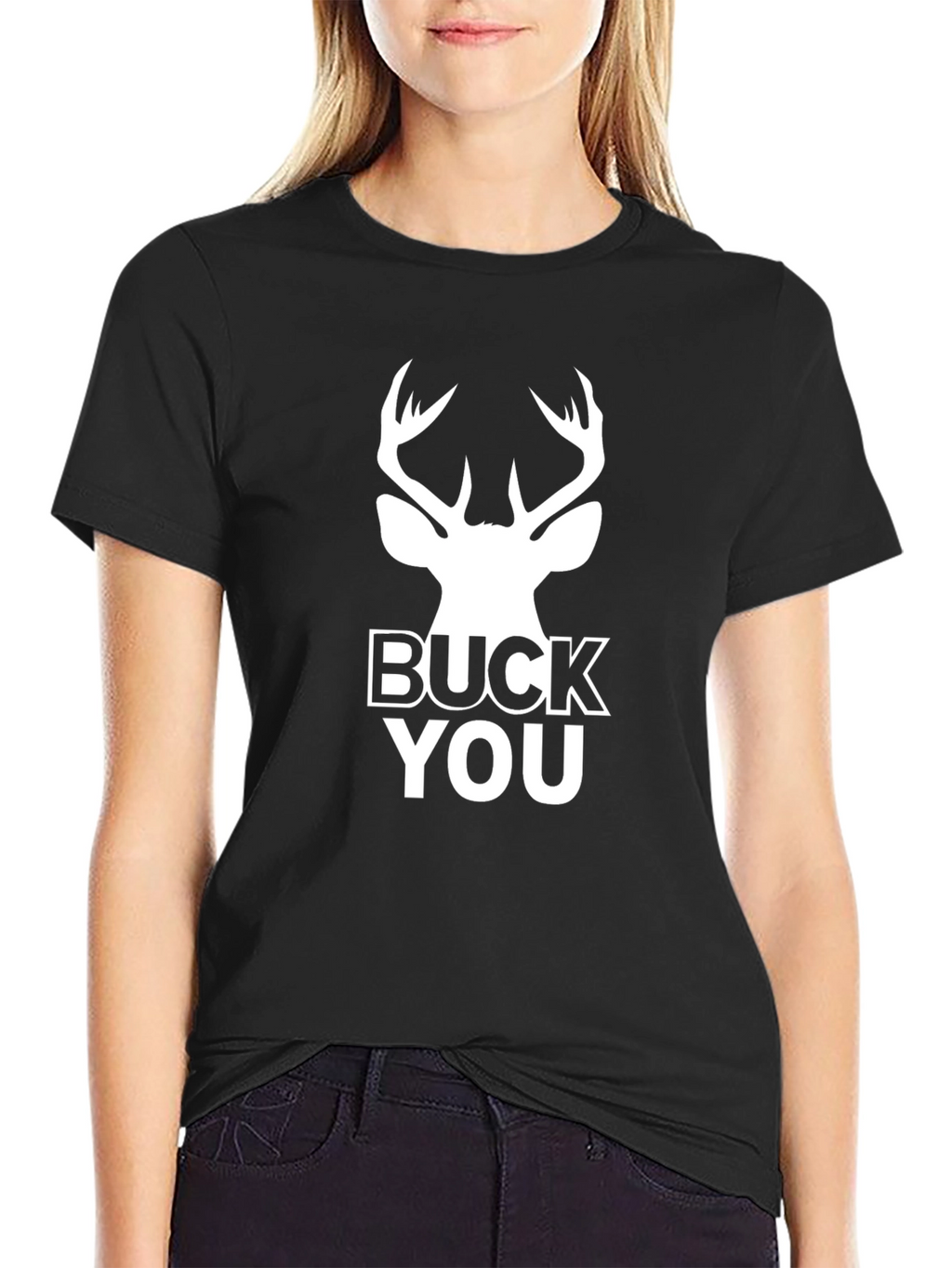 Buck You Deer Graphic Black T-Shirt