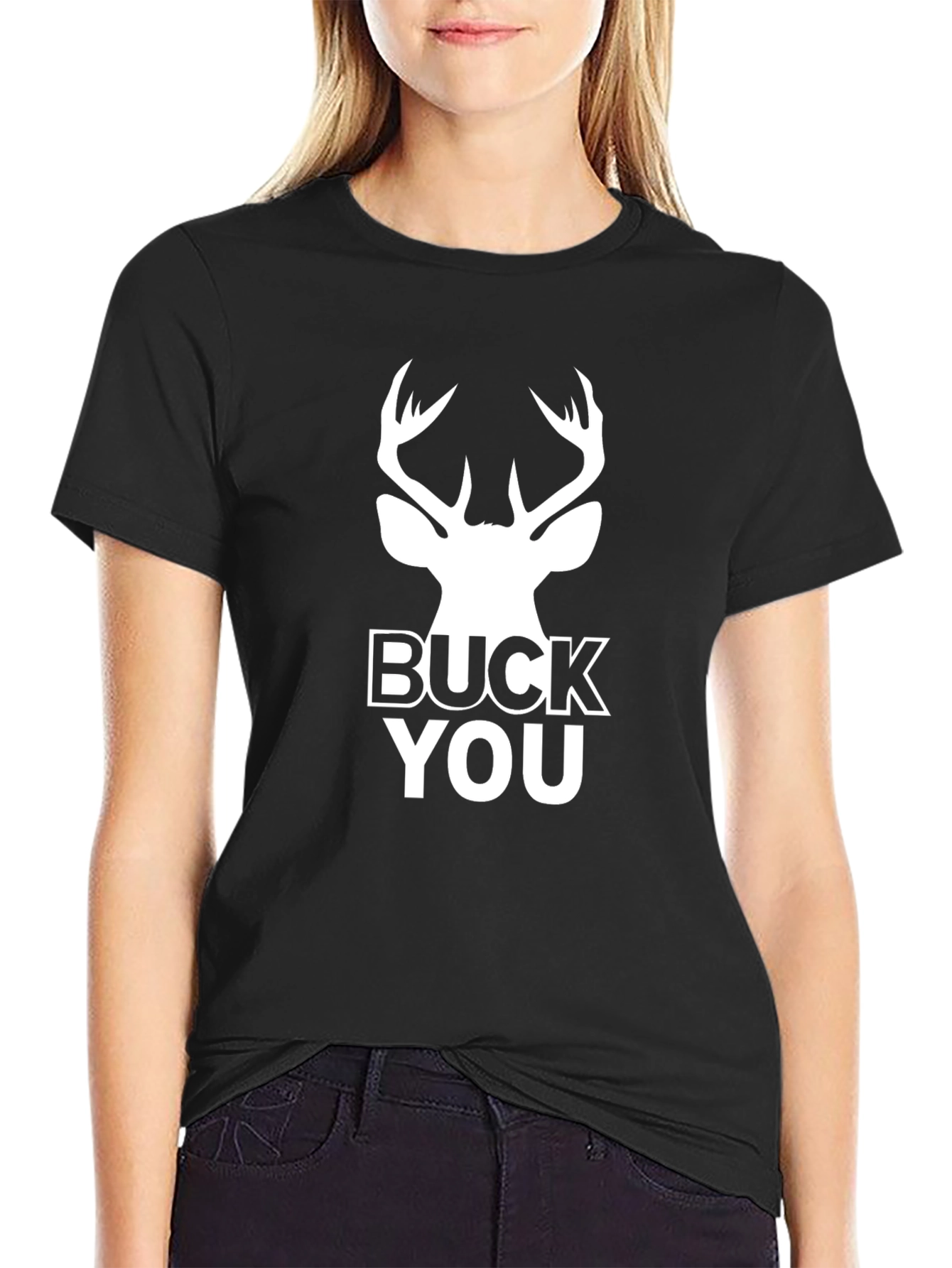 Buck You Deer Graphic Black T-Shirt