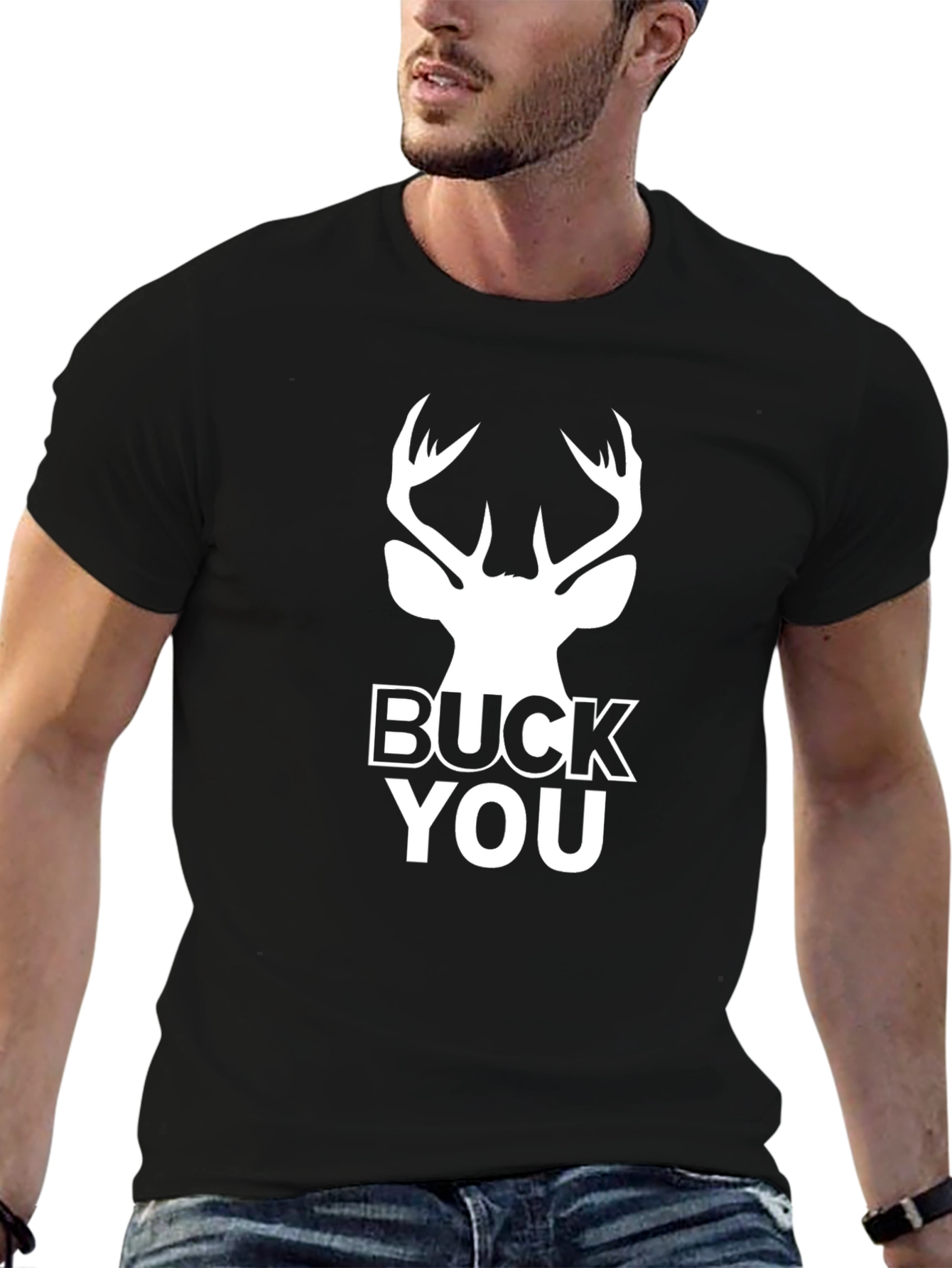 Buck You Deer Graphic Black T-Shirt