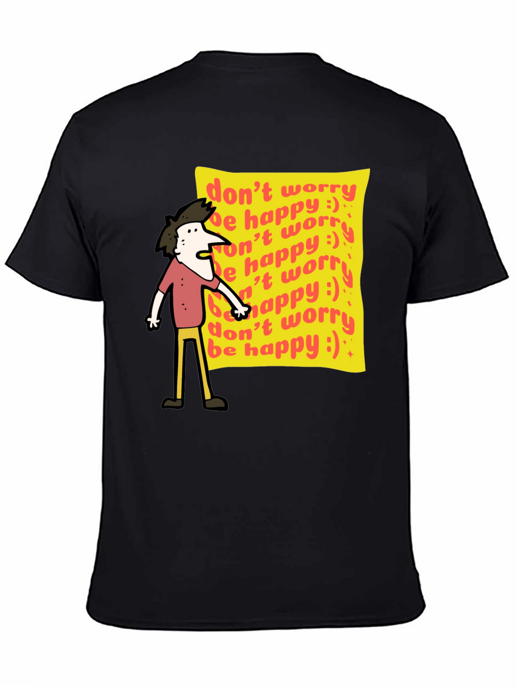 Dont Worry Be Happy Graphic Tee - Black