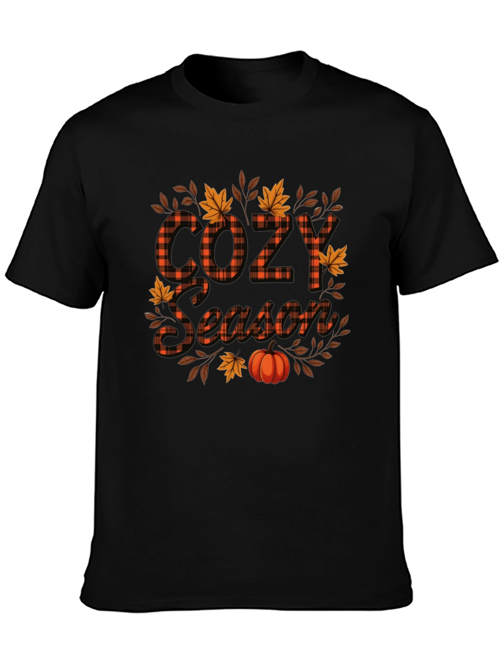Cozy Season Fall Pumpkin Plaid Graphic Tee