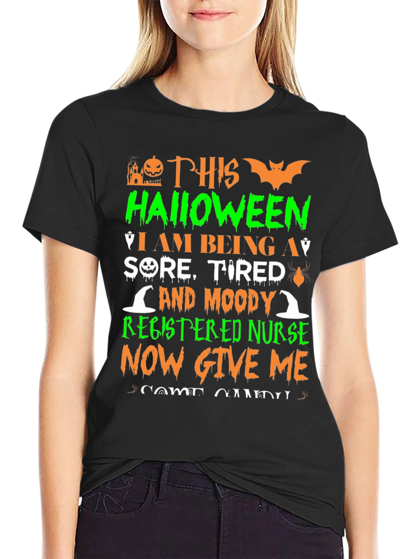 Halloween Registered Nurse Graphic T-Shirt