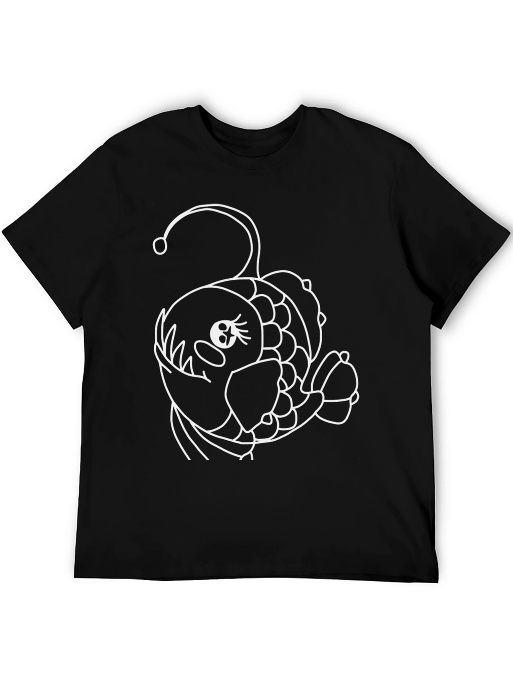 Angler Fish Graphic Tee - Black Cotton T-Shirt