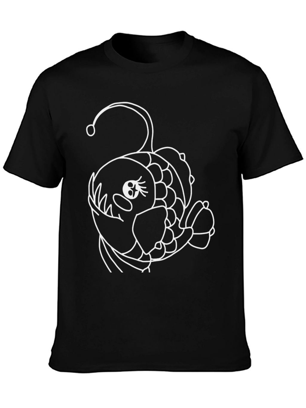 Angler Fish Graphic Tee - Black Cotton T-Shirt