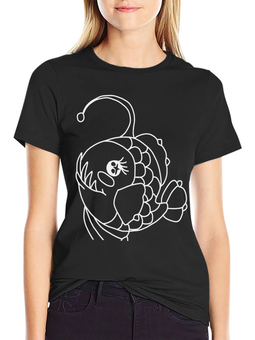 Angler Fish Graphic Tee - Black Cotton T-Shirt