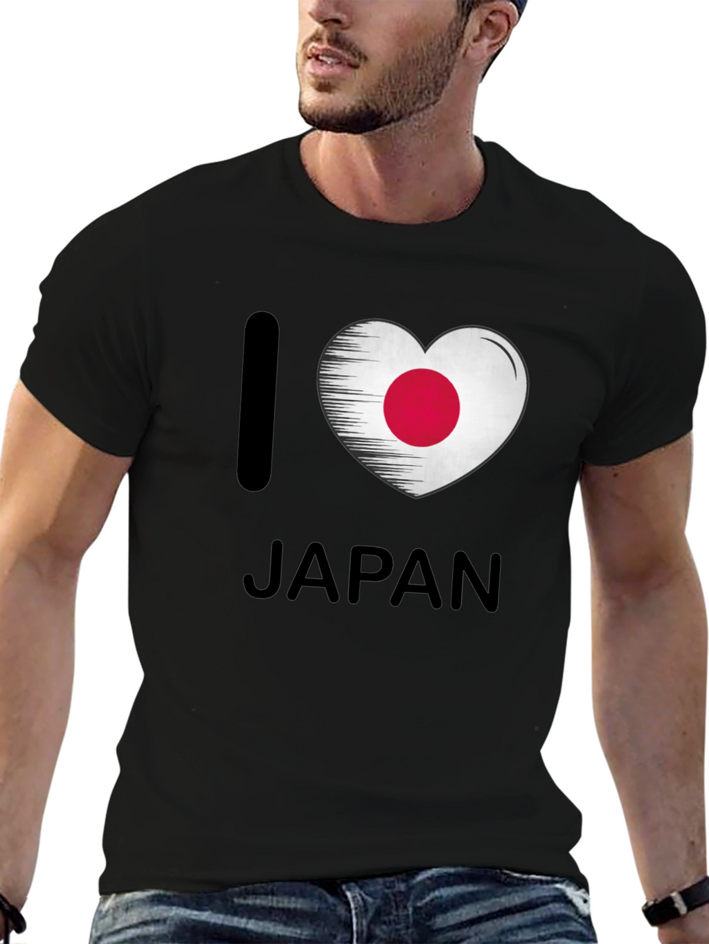 I Heart Japan Flag Graphic T-Shirt - Black