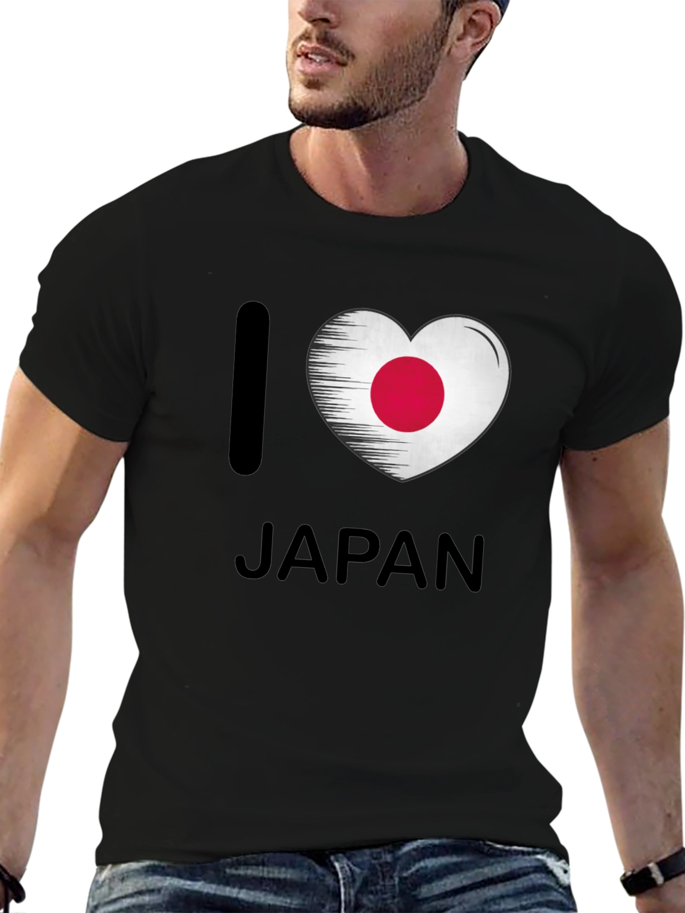 I Heart Japan Flag Graphic T-Shirt - Black