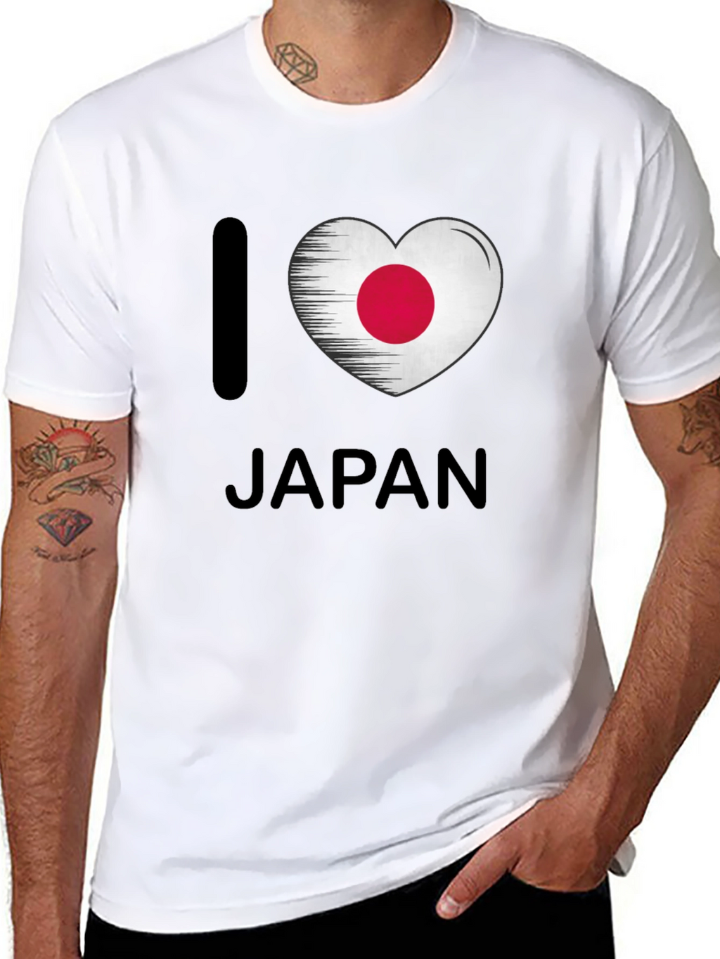 I Heart Japan Flag Graphic T-Shirt - Black