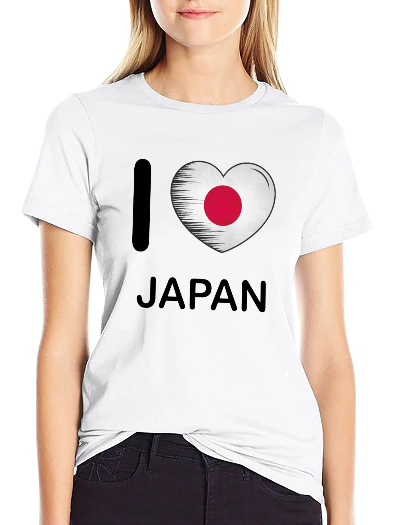 I Heart Japan Flag Graphic T-Shirt - Black