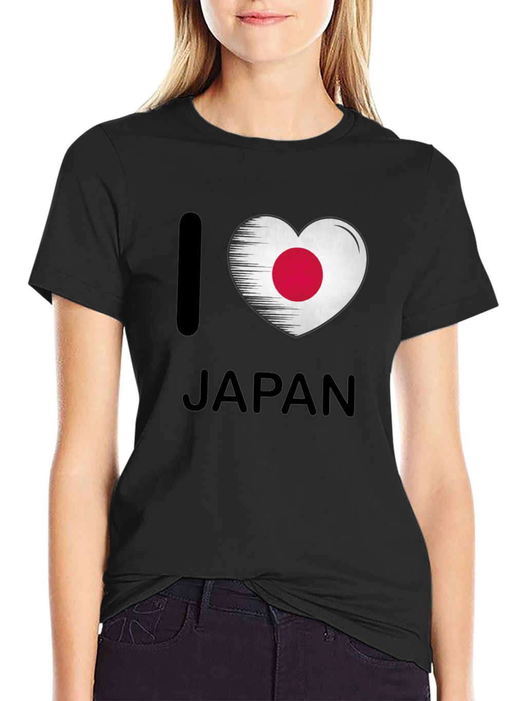 I Heart Japan Flag Graphic T-Shirt - Black