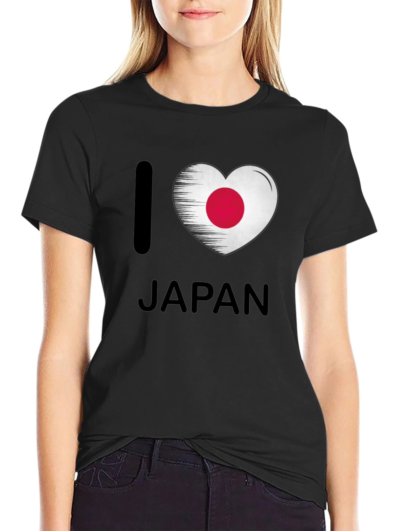 I Heart Japan Flag Graphic T-Shirt - Black