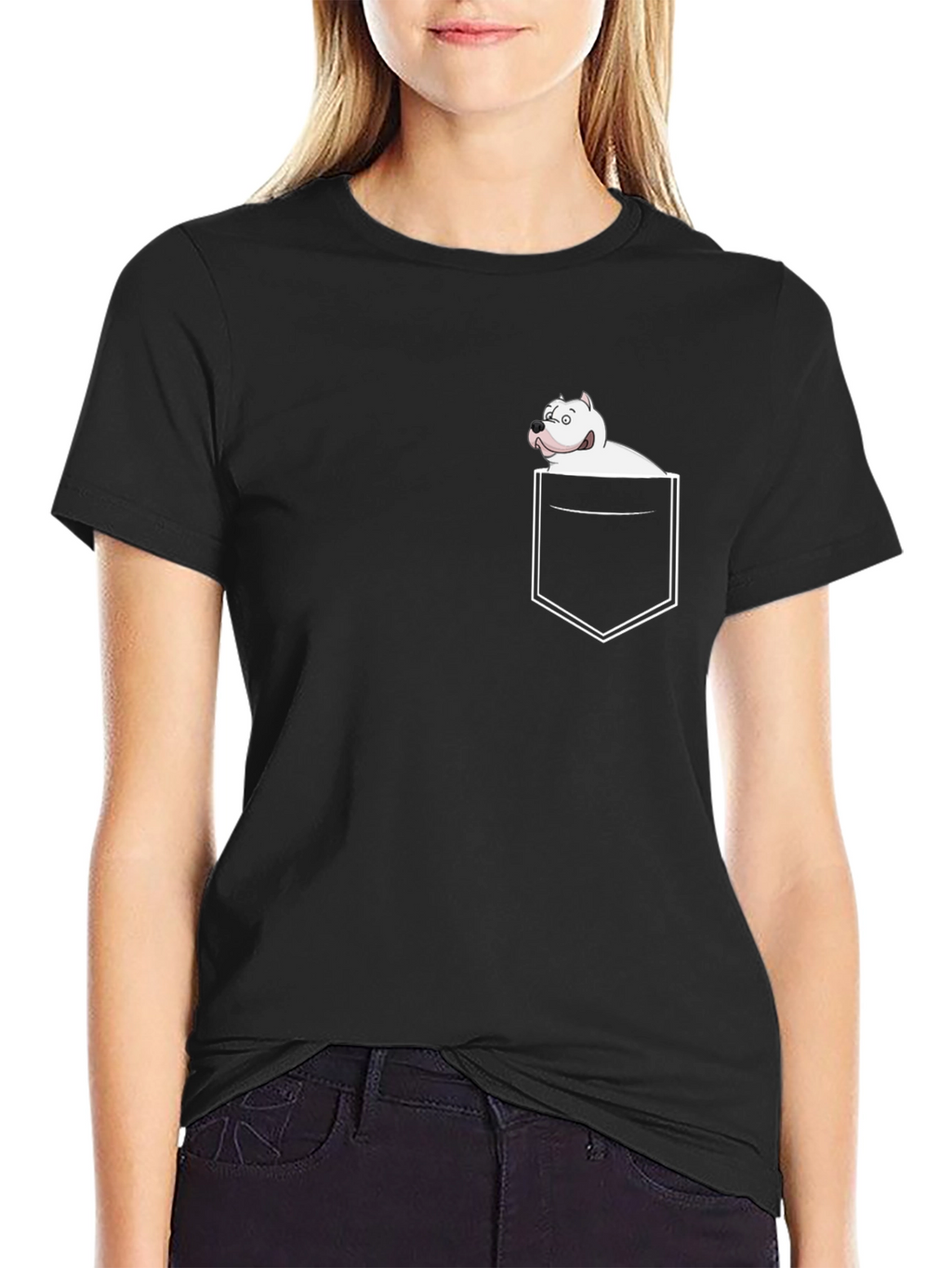 Pocket Dog Graphic Tee - Black Casual T-Shirt