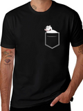 Pocket Dog Graphic Tee - Black Casual T-Shirt