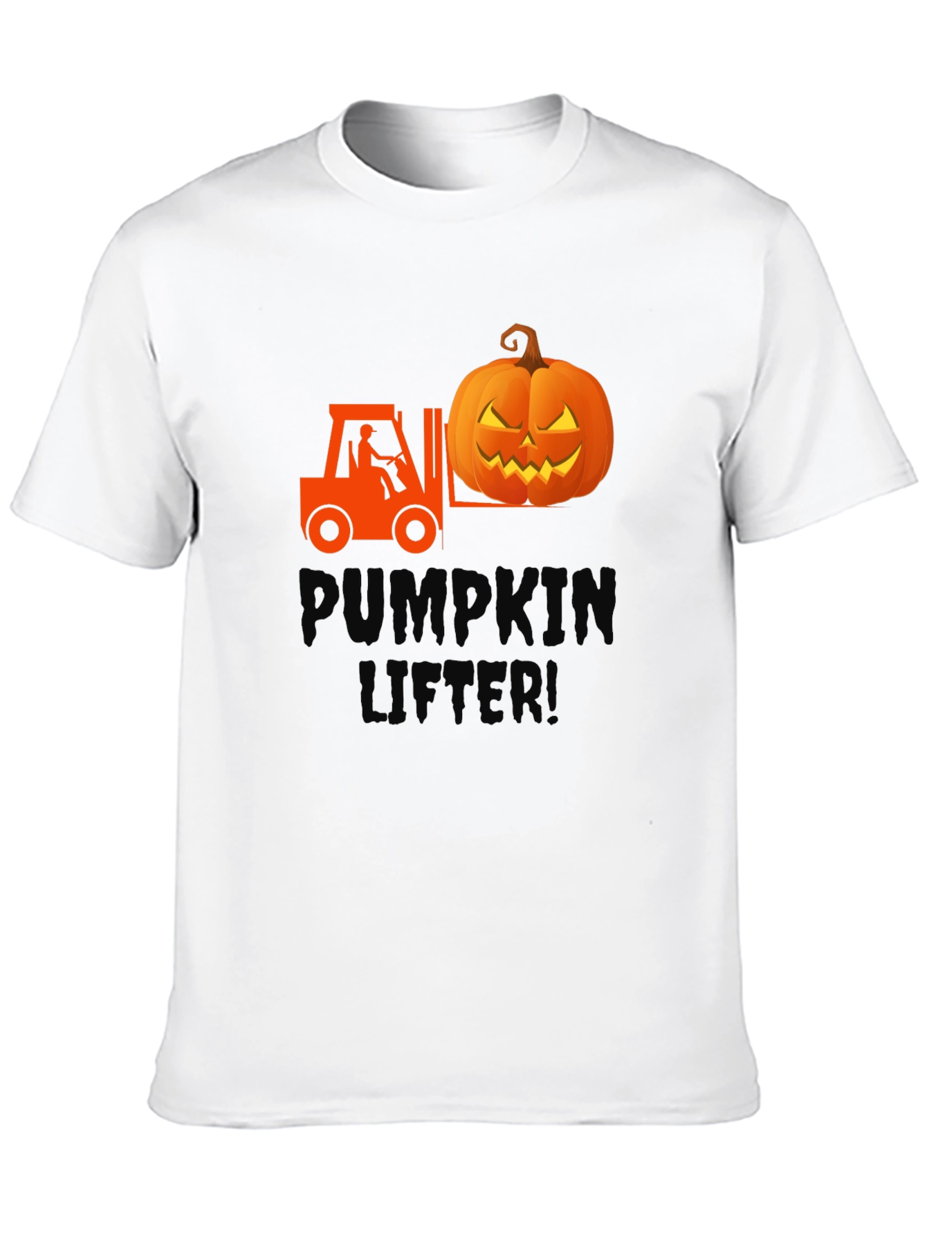 Pumpkin Lifter Graphic Tee - Halloween Forklift Shirt
