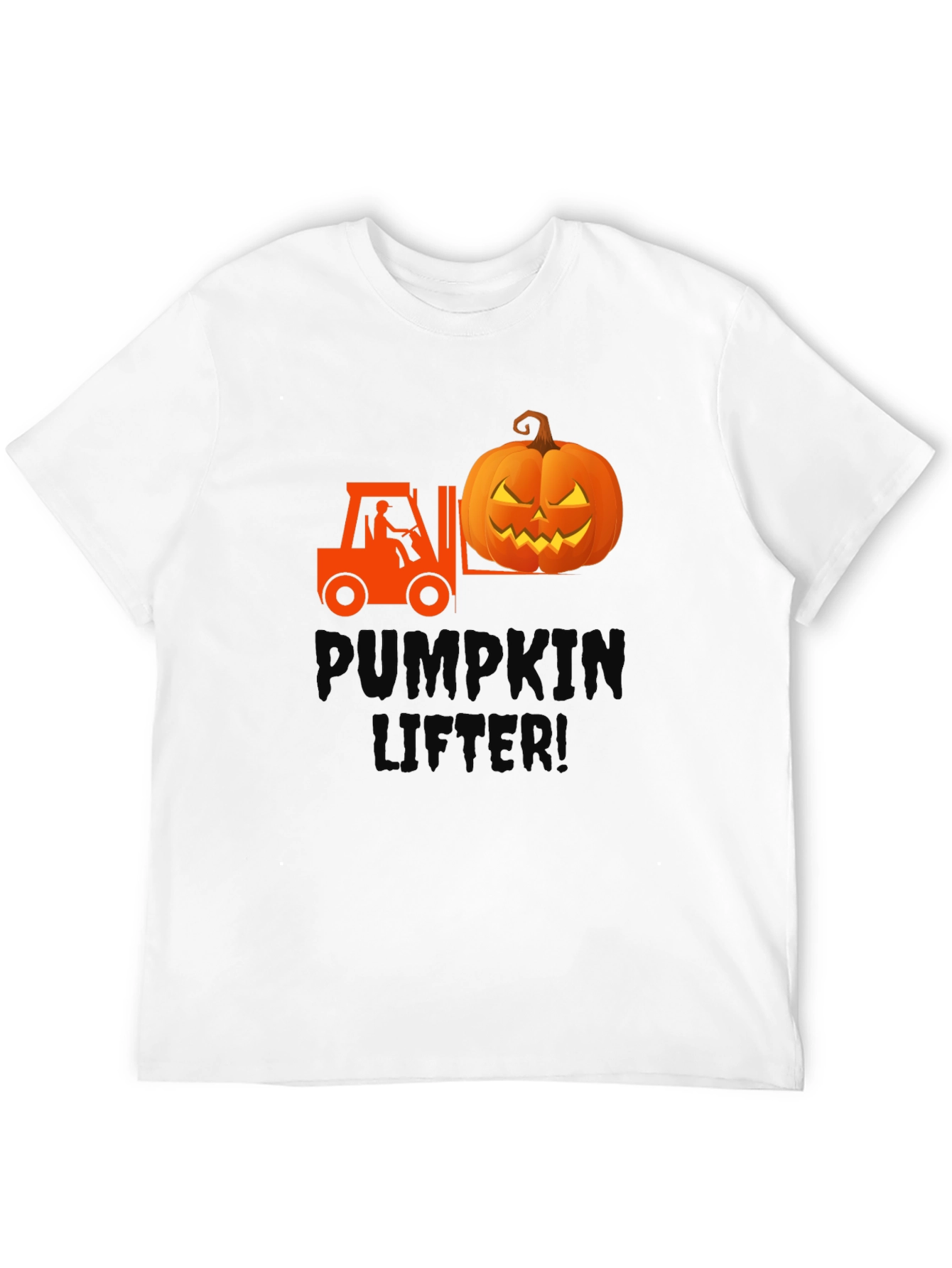 Pumpkin Lifter Graphic Tee - Halloween Forklift Shirt