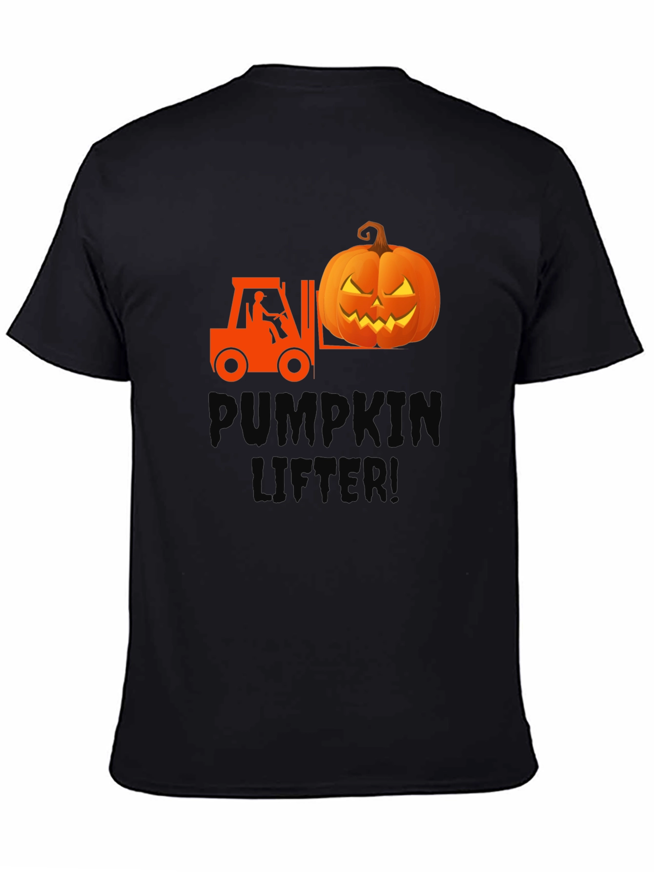 Pumpkin Lifter Graphic Tee - Halloween Forklift Shirt