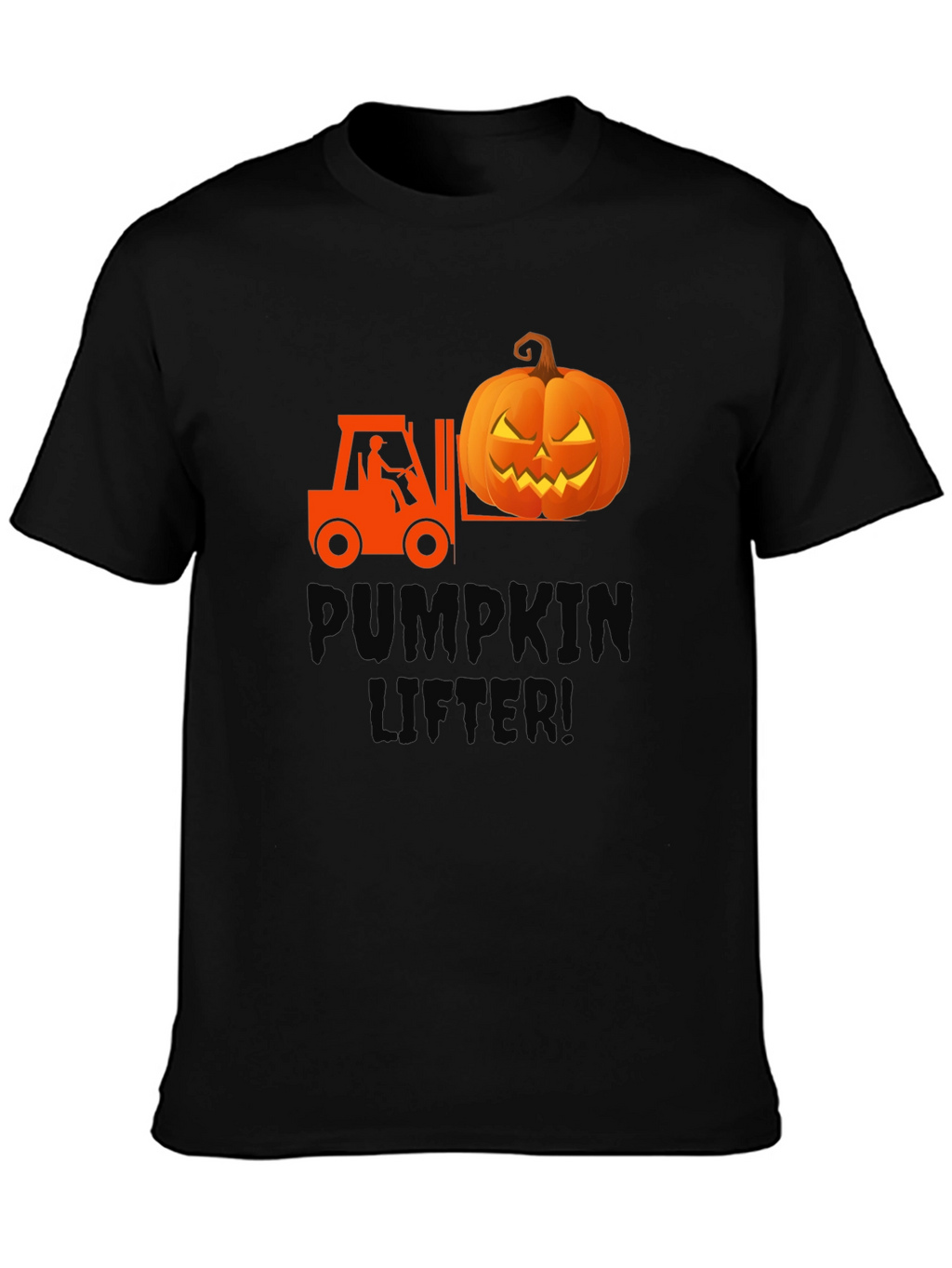 Pumpkin Lifter Graphic Tee - Halloween Forklift Shirt