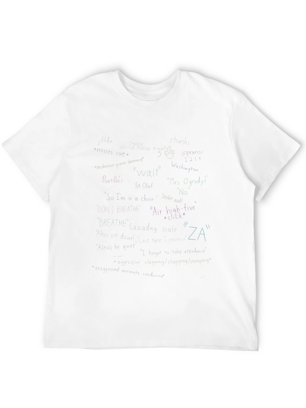 Black T-Shirt with Handwritten Style Graphics