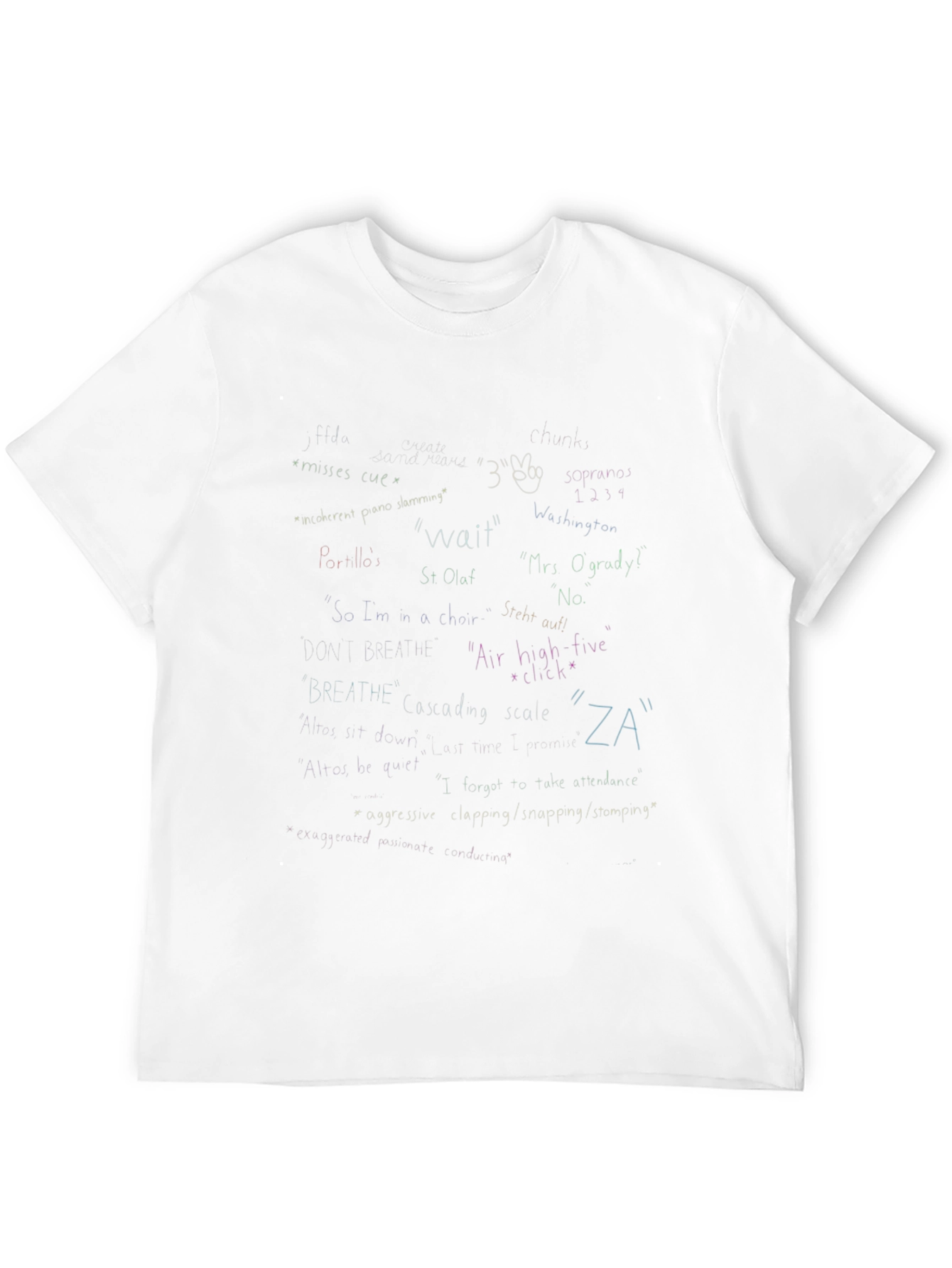 Black T-Shirt with Handwritten Style Graphics